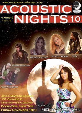 Acoustic Nights 10, November 18 2011 at Jello Martini Lounge - Poster designed by Mehdi Cee