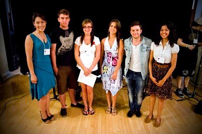 Melina Soochan (producer) with the ANMTSC 2012 Winners: Charly Corbeil (People's Choice), Laurie Martin (#1), Kassandra Chamberland (#2), Jimmy Khayata (#3) and Sabrina Correa (co-producer)